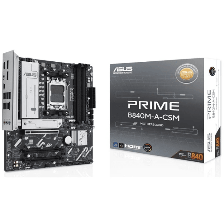 Asus Prime B840M-A-CSM Placa Base AM5 - 4x DDR5, 3x M2, 4x Sata III, PCIe 3.0, 4.0, USB 2.0, 3.2, USB-C, RJ-45, HDMI, DisplayPort - Factor de Forma Mi 1