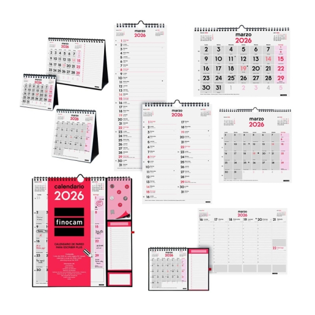 Finocam Pack de 70 Calendarios Neutros Surtidos - Anual 2026 - Color Surtidos 1