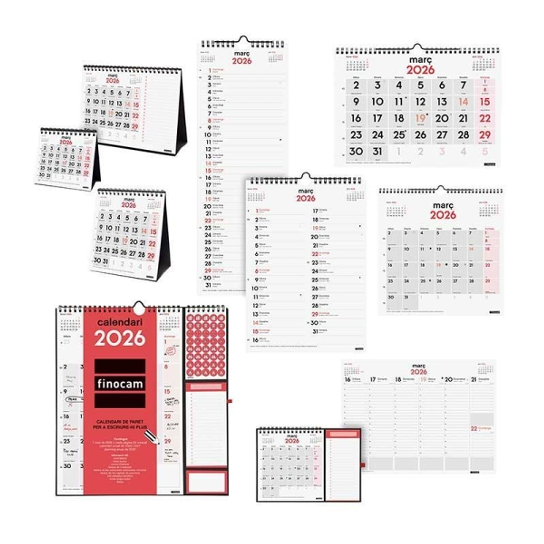 Finocam Pack de 70 Calendarios Neutros Surtidos en Catalan - Anual 2026 - Color Surtidos 1