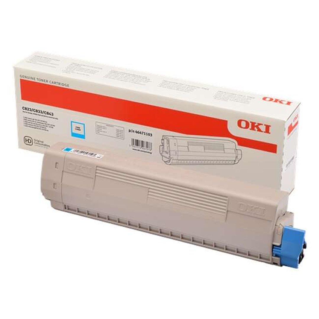 OKI C823/C833/C843 Cyan Cartucho de Toner Original - 46471103 1