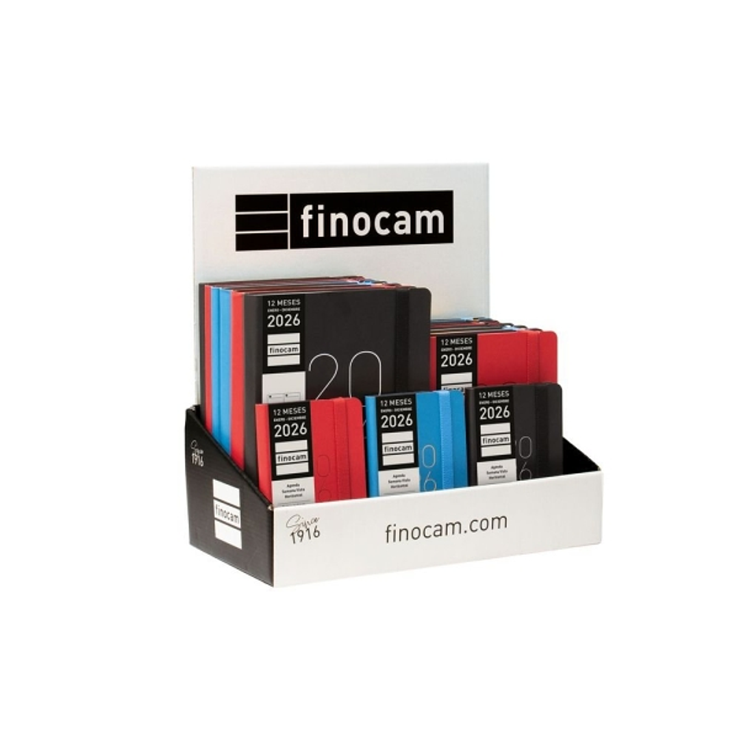 Finocam Flexi Lisa Expositor con 15 Agendas Surtidas - Anual 2026 - Tapa Blanda - Color Surtidos 1
