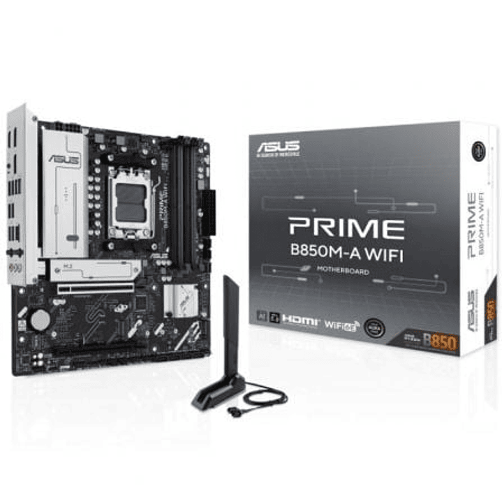 Asus Prime B850M-A WIFI Placa Base AM5 -WiFi, Bluetooth, 4x DDR5, 3x M2, 4x Sata III, PCIe 3.0, 4.0, USB 2.0, 3.2, USB-C, RJ-45, HDMI, DisplayPort - F 1