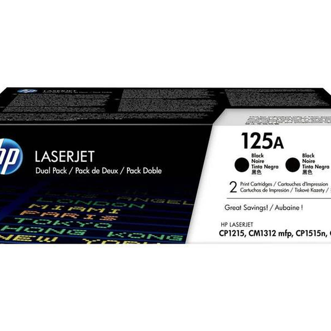 HP CB540A Negro Pack de 2 Cartuchos de Toner Originales - 125A 1