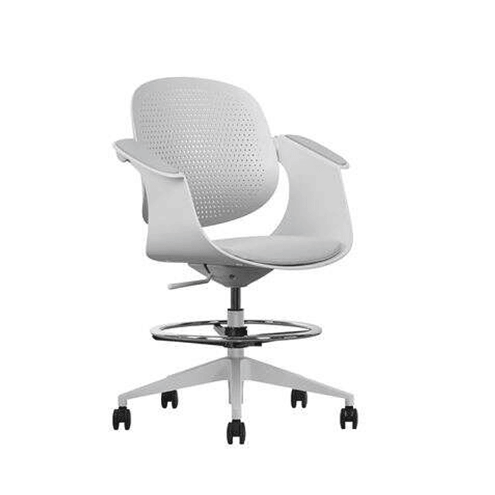 Cromad Top Work Silla/Taburete de Oficina Ergonomica - Altura Regulable hasta 0.78m - Respaldo Inclinable - Anillo Galvanizado Reposapies - Tela de Al 1