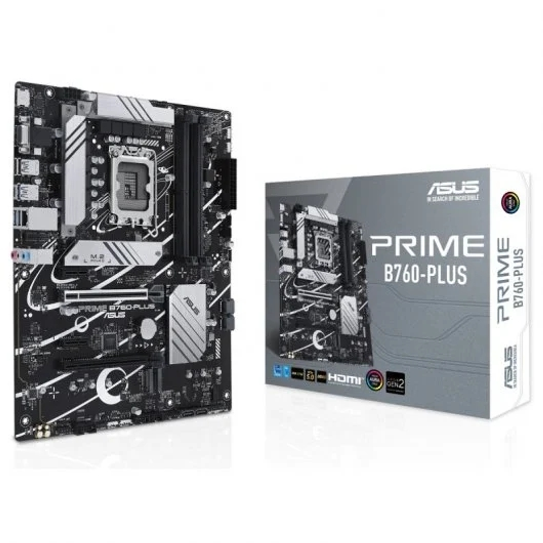 Asus Prime B760-Plus Placa Base Intel 1700 - HDMI, VGA, PCIe 5.0, M2, 4x Sata III, USB 2.0, 3.2, RJ-45, DisplayPort 1