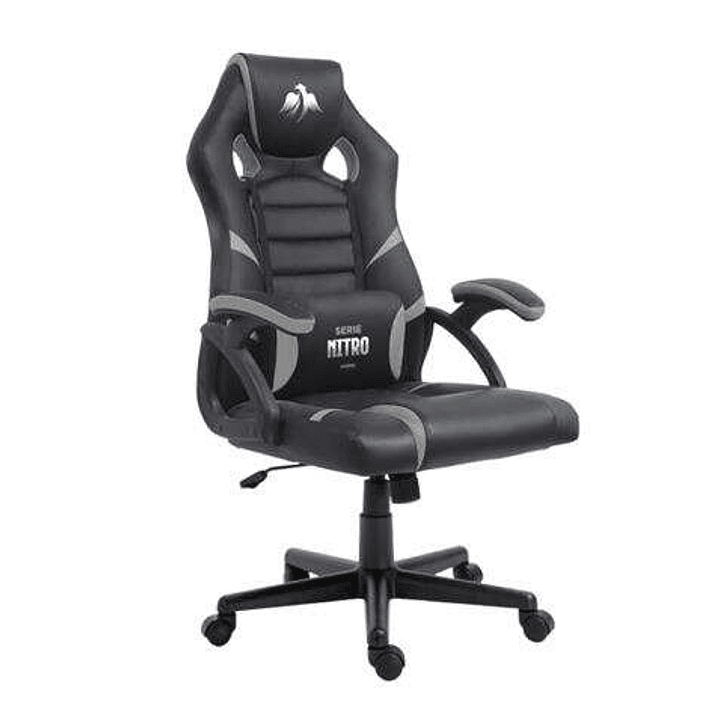 Cromad Serie Nitro Silla Gaming - Altura Regulable con Piston de Gas Clase 2 - Cojin Lumbar - Color Negro/Gris 1