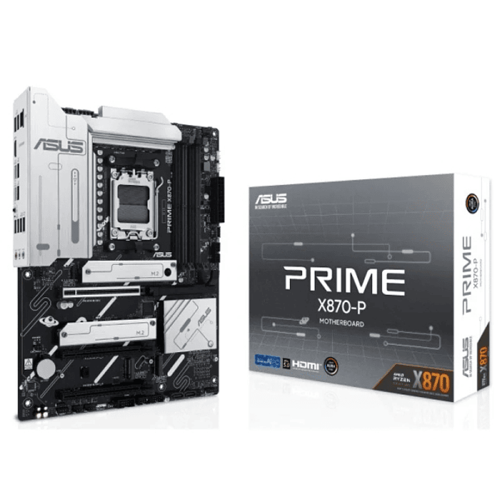 Asus Prime X870-P Placa Base AM5 - 4x DDR5, 4x M2, 2x Sata III, PCIe 4.0, 5.0, USB 2.0, 3.2, RJ-45, HDMI, DisplayPort - Factor de Forma ATX 1