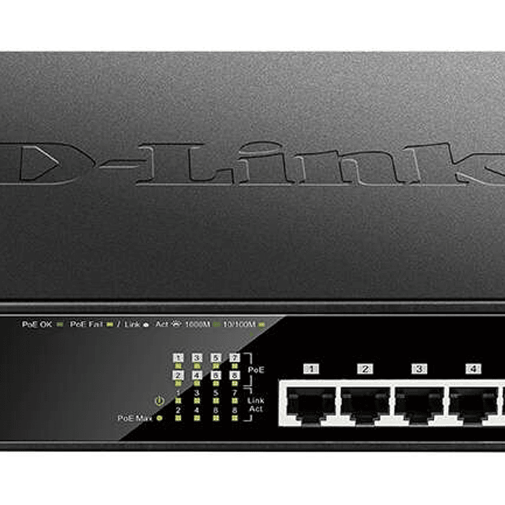 D-Link Switch 8 Puertos Gigabit 10/100/1000 Mbps - PoE+ 1