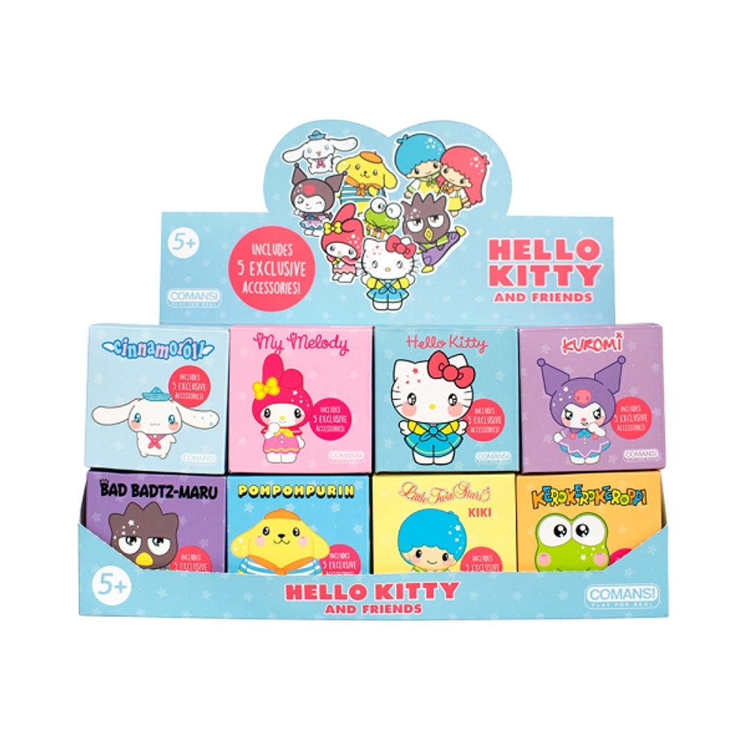 Comansi Display Hello Kitty and Friends Sorpresa 16 Unidades - 10 modelos - 5 Accesorios Exclusivos - Tamaño 8,5 x 8,5 x 8,5 cm - Figuras Coleccionabl 1