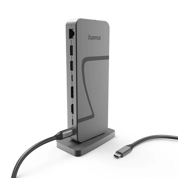 Hama Essential Hub USB 2.0/3.2 - Potencia Maxima 140W - Cable USB-C de 40cm - LAN Ethernet 2.5Gbps - DisplayPort 8K - HDMI 4K - 3x USB-C - 4x USB-A -  1