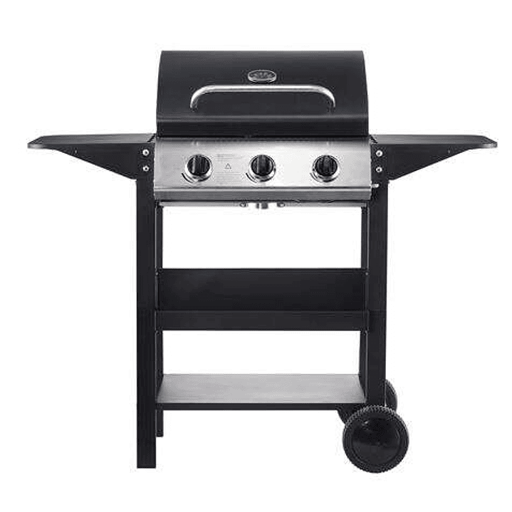 Muvip Barbacoa Gas 3 Fuegos - 1209x586x1076mm - Rejillas esmaltadas, bandejas laterales, termometro en tapa - Color Negro 1