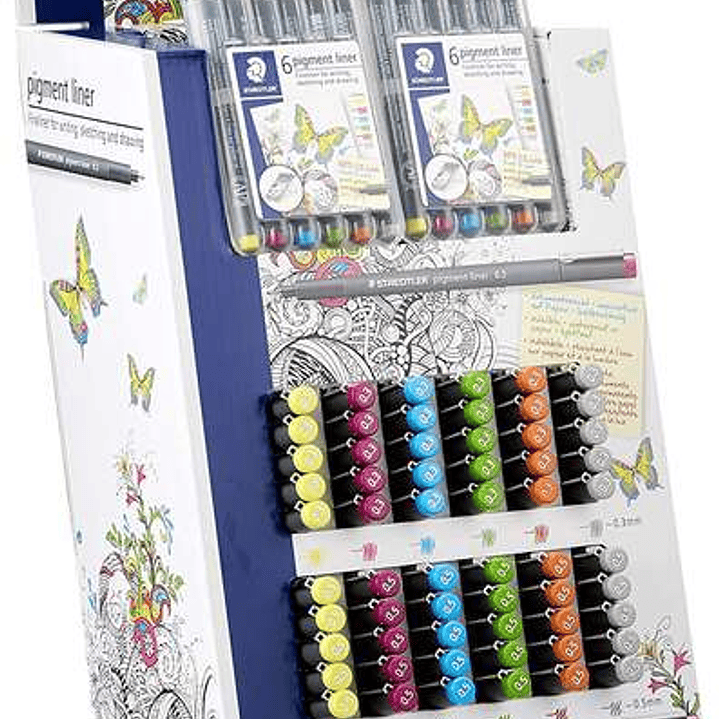 Staedtler Pigment Liner 308 Expositor con 60 Rotuladores + 10 Estuches - Colores Surtidos 1