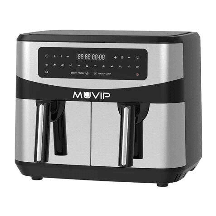 Muvip Freidora Aire Caliente Doble 9 Litros 2600W Pantalla Tactil - 12 Programas de Coccion - Color Gris 1