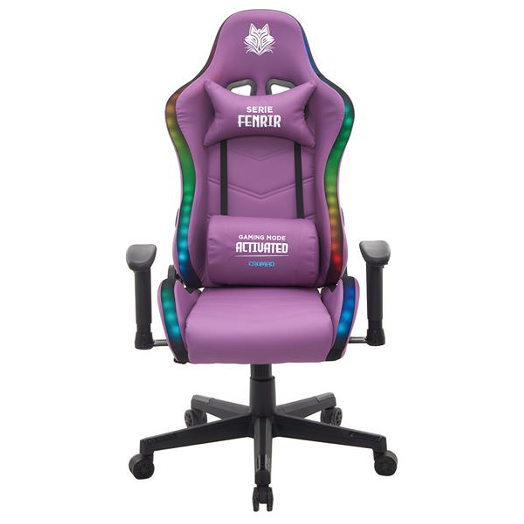 Cromad Serie Fenrir Silla Gaming RGB - Estructura Robusta - Piel Sintetica de Alta Calidad - Altura Regulable con Piston de Gas Clase 2 - Respaldo Rec 1