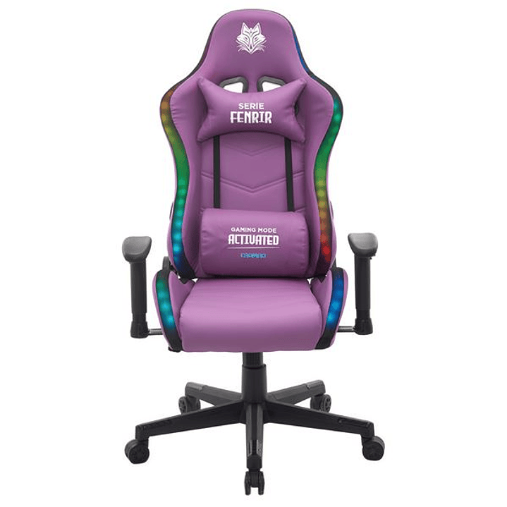 Cromad Serie Fenrir Silla Gaming RGB - Estructura Robusta - Piel Sintetica de Alta Calidad - Altura Regulable con Piston de Gas Clase 2 - Respaldo Rec 1