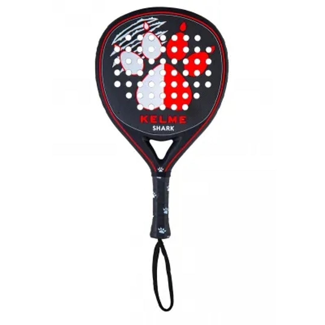 Kelme Shark Pala de Padel - Forma Mixta - Marco 100% Carbono - Cara 100% Fibra de Carbono - Nucleo Xtra Soft Eva 1
