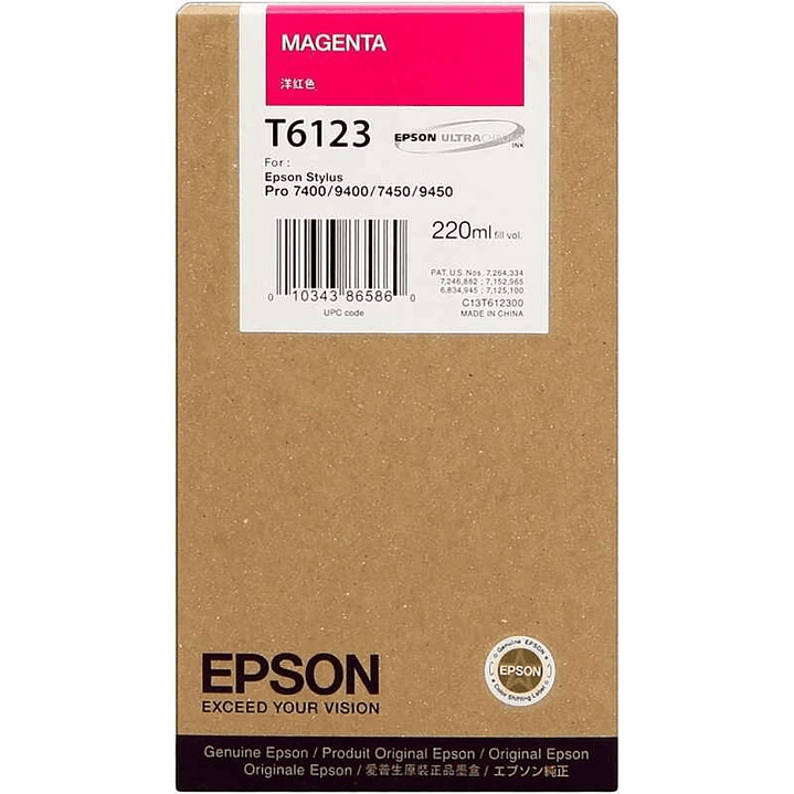 Epson T6123 Magenta Cartucho de Tinta Original - C13T612300 1