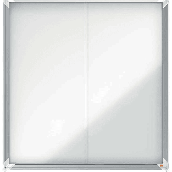 Nobo Vitrina Interior para 12 Hojas A4 con Superficie Magnetica y Puerta Deslizante - 997x972x54mm - Superficie Blanca Metalica y Magnetica de Borrado 1
