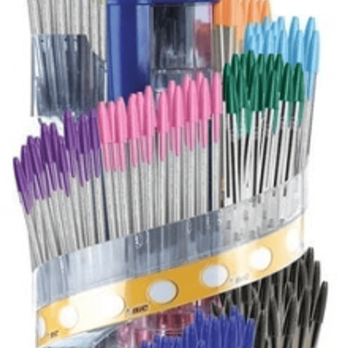 Bic Cristal Family Expositor de 770 Boligrafos de Bola + 150 Bic Cristal Azul de Regalo - Punta Redonda de 1.6mm - Trazo 0.42mm - Tinta con Base de Ac 1