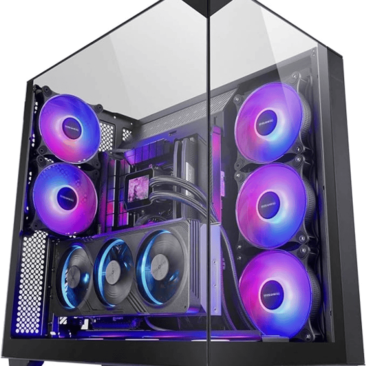 Mars Gaming MC-3GF Caja Torre ATX - 2 Ventiladores ARGB Traseros Preinstalados - Triple Cristal Templado - Montaje Vertical para Tarjetas Graficas - S 1