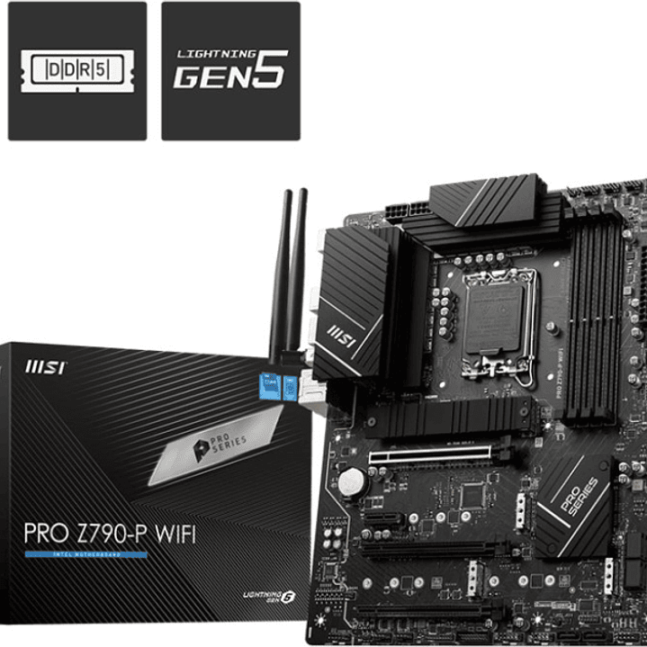 MSI Placa Base PRO Z790-P WIFI Intel 1700 4xDDR5-SDRAM - HDMI, DP, M.2, USB3.2, USB-C, ATX 1