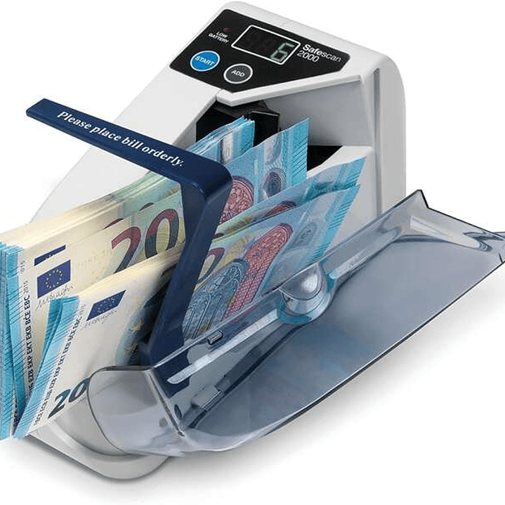 Safescan 2000 Contadora de Billetes - Portatil - Funcion de Suma - Borrado de Resultados - Doble Alimentacion 1