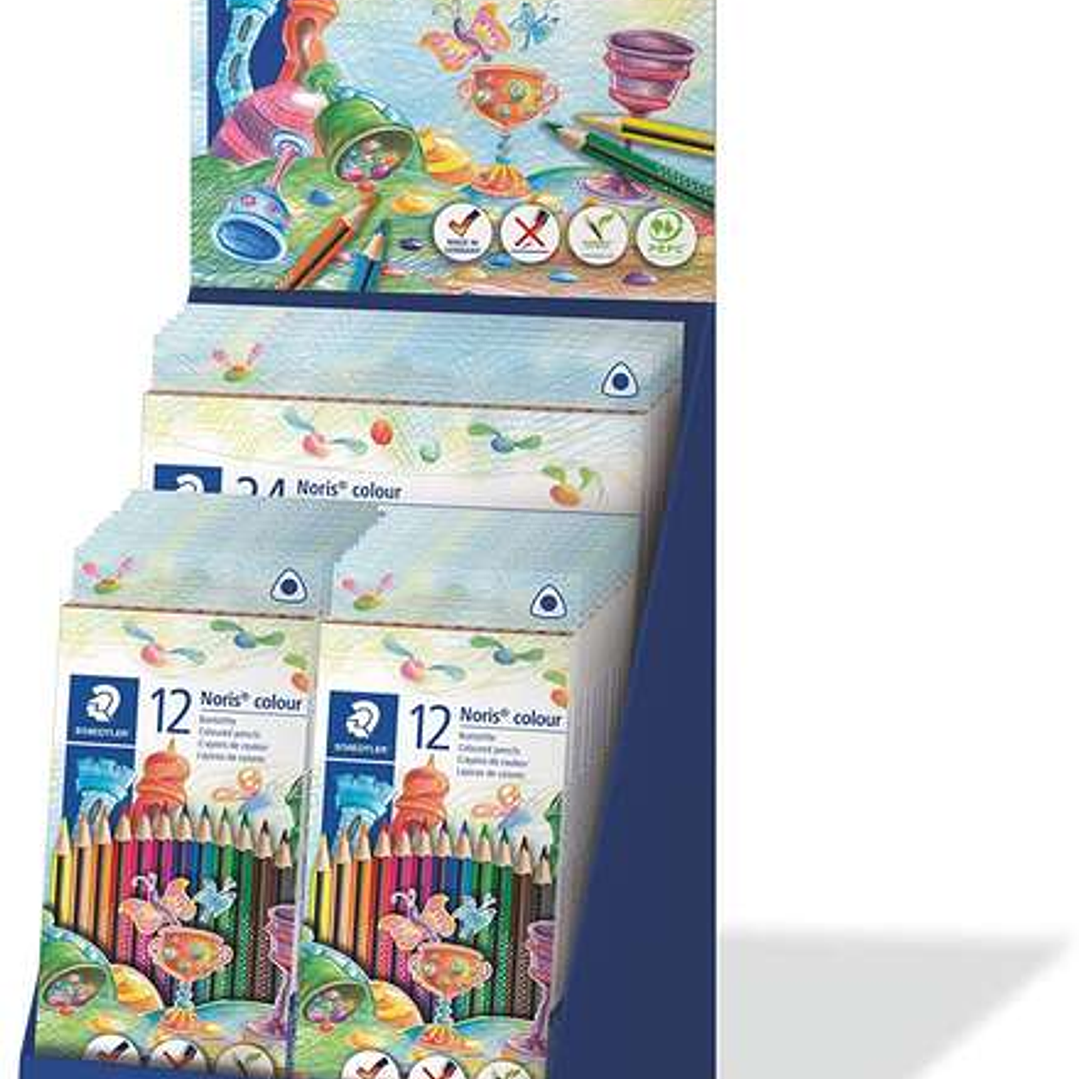 Staedtler Noris Colour 187 Expositor de 25 Estuches de Lapices Triangulares de Colores - Resistencia a la Rotura - Colores Surtidos 1