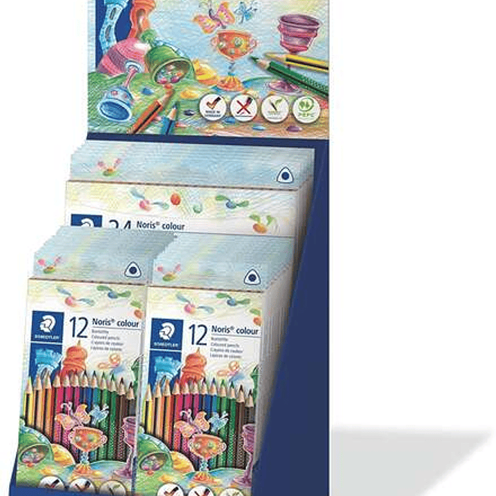 Staedtler Noris Colour 187 Expositor de 25 Estuches de Lapices Triangulares de Colores - Resistencia a la Rotura - Colores Surtidos 1