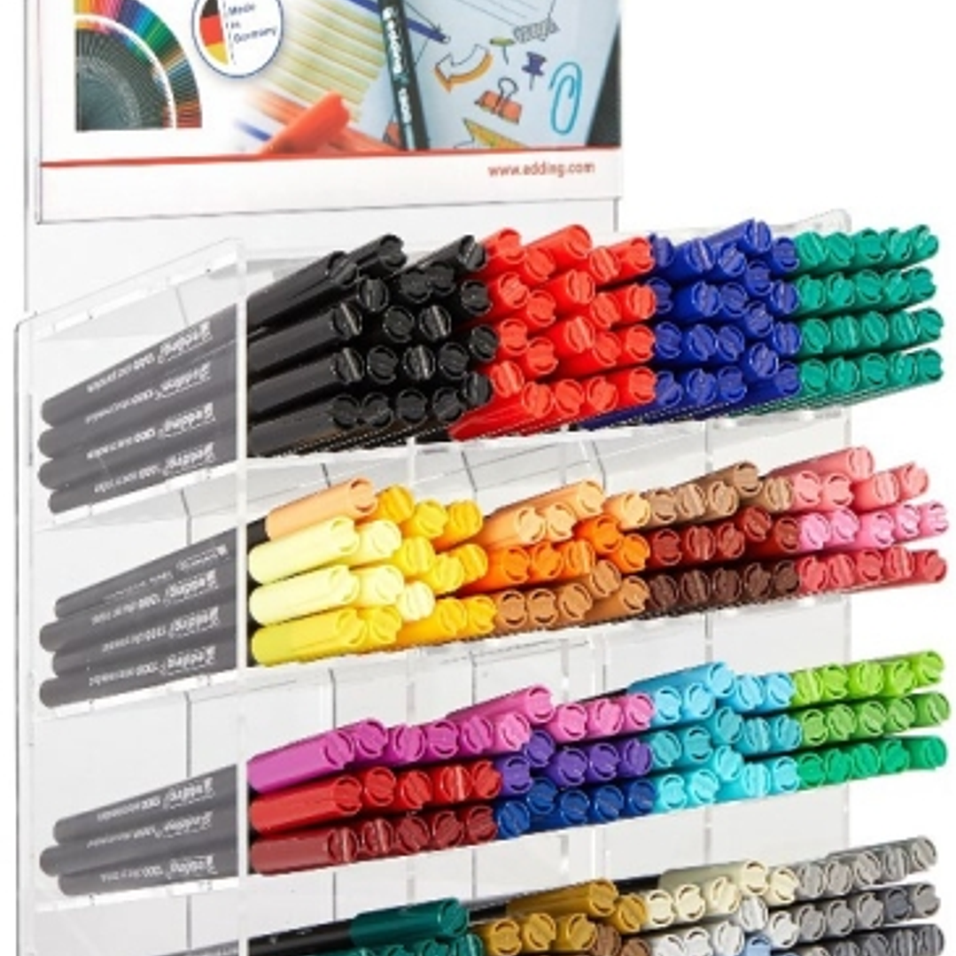 Edding 1300 Expositor con 260 Rotuladores - Punta Redonda - Trazo Medio - Tinta con Base de Agua - Colores Surtidos 1