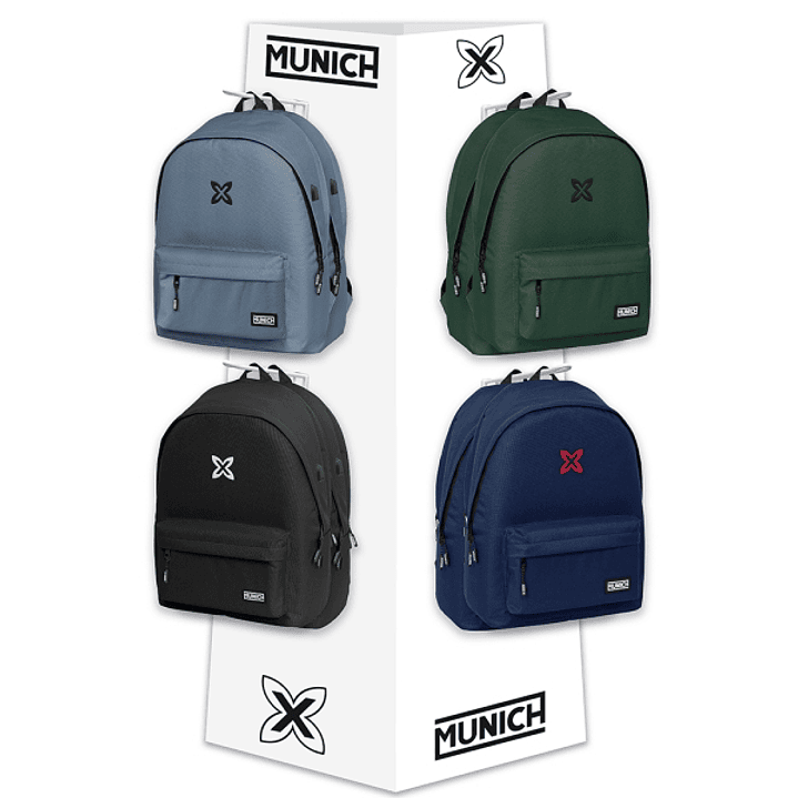 Safta Munich Basicos Expositor con 8 Ganchos para Mochilas - Carton Reciclado - Colores Surtidos 1