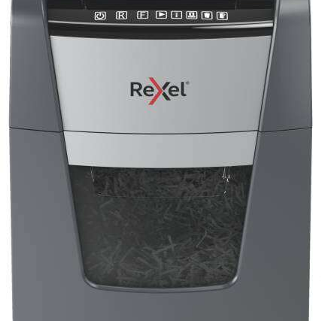 Rexel Optimum Autofeed 150X Destructora Automatica de Corte en Particulas P-4 - Autolimentacion de 150 Hojas, Manual de 8 Hojas - Papelera de 44L - Te 1