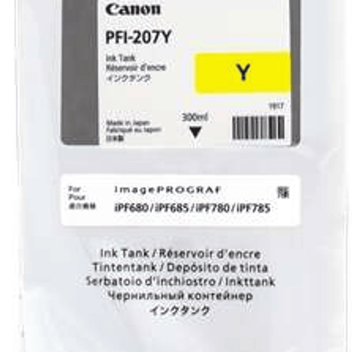 Canon PFI207 Amarillo Cartucho de Tinta Original - PFI207Y/8792B001 1