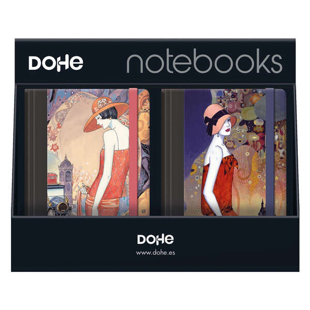 Dohe Expositor de 12 Notebooks A5 12x17cm - Incluye 3x Caroline, 3x Charlotte, 3x Sophie y 3x Rosalie - Ideal para Organizar tus Notas y Apuntes de Fo 1
