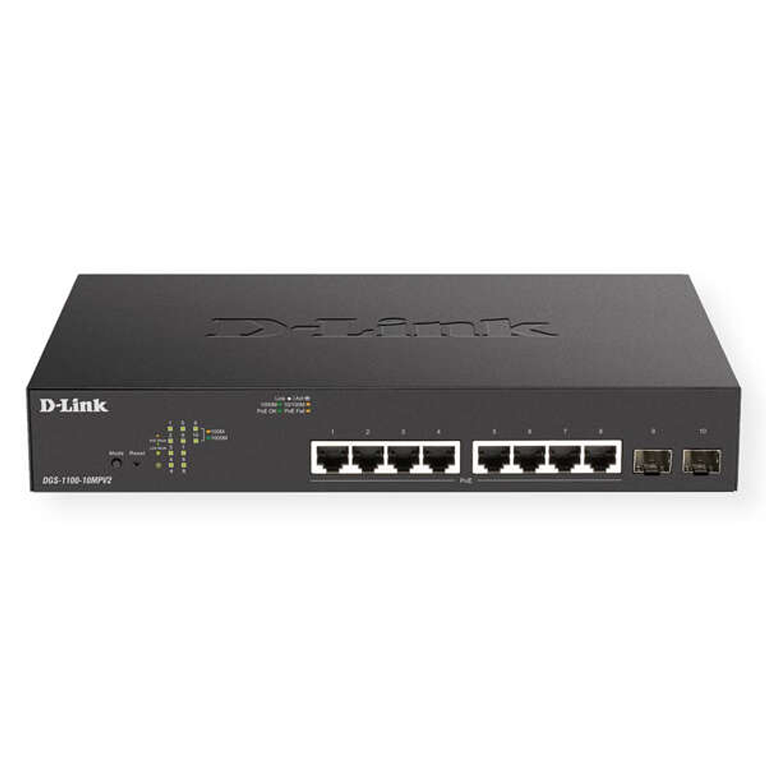 D-Link Switch Semigestionable 8 Puertos Gigabit PoE 130W + 2 Puertos Combo 1