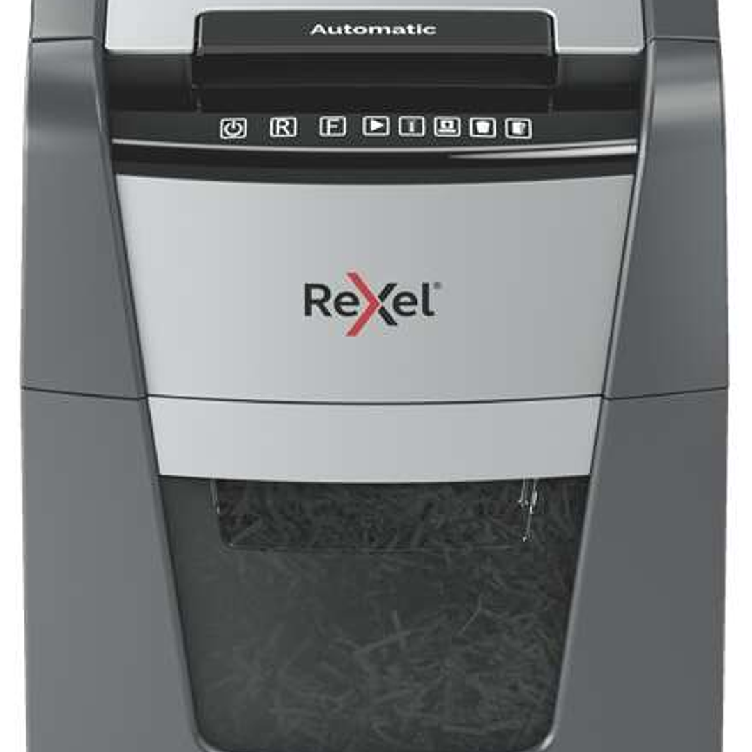 Rexel Optimum AutoFeed 100X Destructora Automatica de Corte en Particulas P-4 - Alimentacion Automatica 100 Hojas y Manual 8 Hojas - Capacidad de la P 1