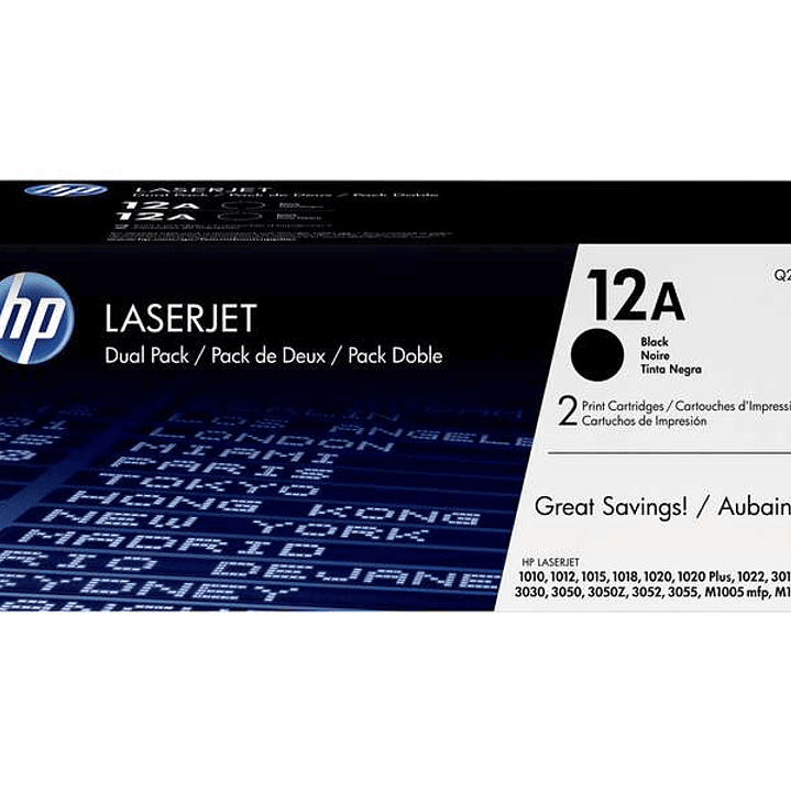 HP Q2612A Negro Pack de 2 Cartuchos de Toner Originales - 12A 1