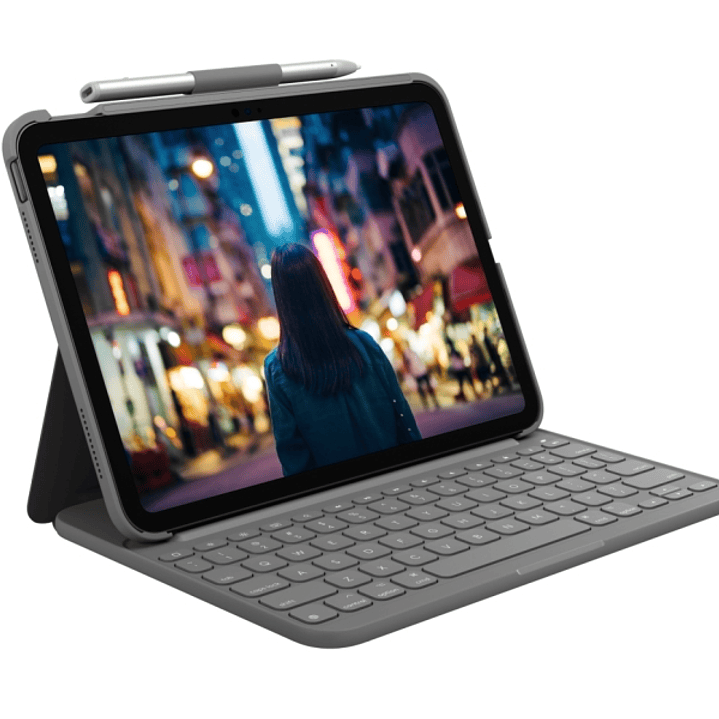 Logitech Slim Folio Funda con Teclado para iPad (Gen 10 y A16) - Hasta 3 Años de Autonomia - Tejido Resistente al Agua - Color Grafito 1