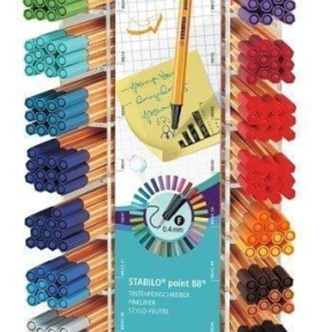 Stabilo Point 88 Expositor con 240 Rotuladores de Punta de Fibra - Trazo de 0.4mm aprox. - Tinta con Base de Agua - Colores Surtidos 1