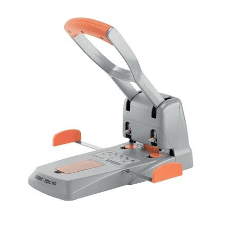 Rapid HDC150 Taladro Perforador para Gruesos - Hasta 150 Hojas - 2 Orificios - Punzones 6mm - Color Plata/Naranja 1