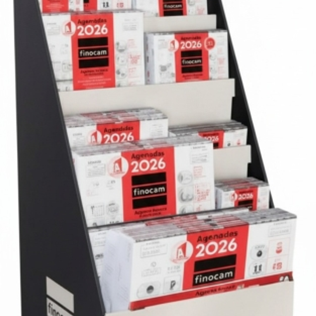 Finocam Expositor de Pie con 125 Calendarios Neutros Surtidos - Anual 2026 - Estructura de Carton - Color Surtidos 1