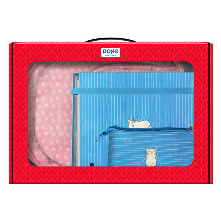 Dohe Santoro Felines Pack de Mochila Grande + Portatodo Triple + Carpeta de 4 Anillas Formato A4 con Recambio de 100 Hojas 1