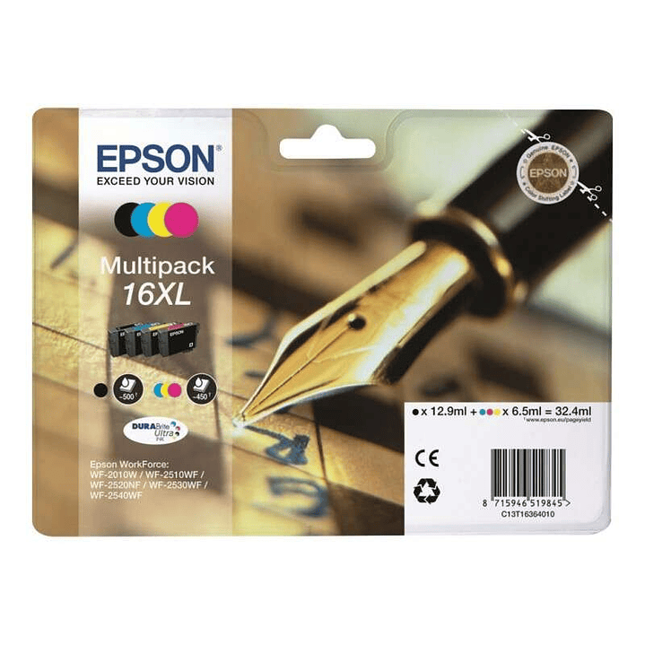 Epson T1636 Pack de 4 Cartuchos de Tinta Originales - C13T16364012 1