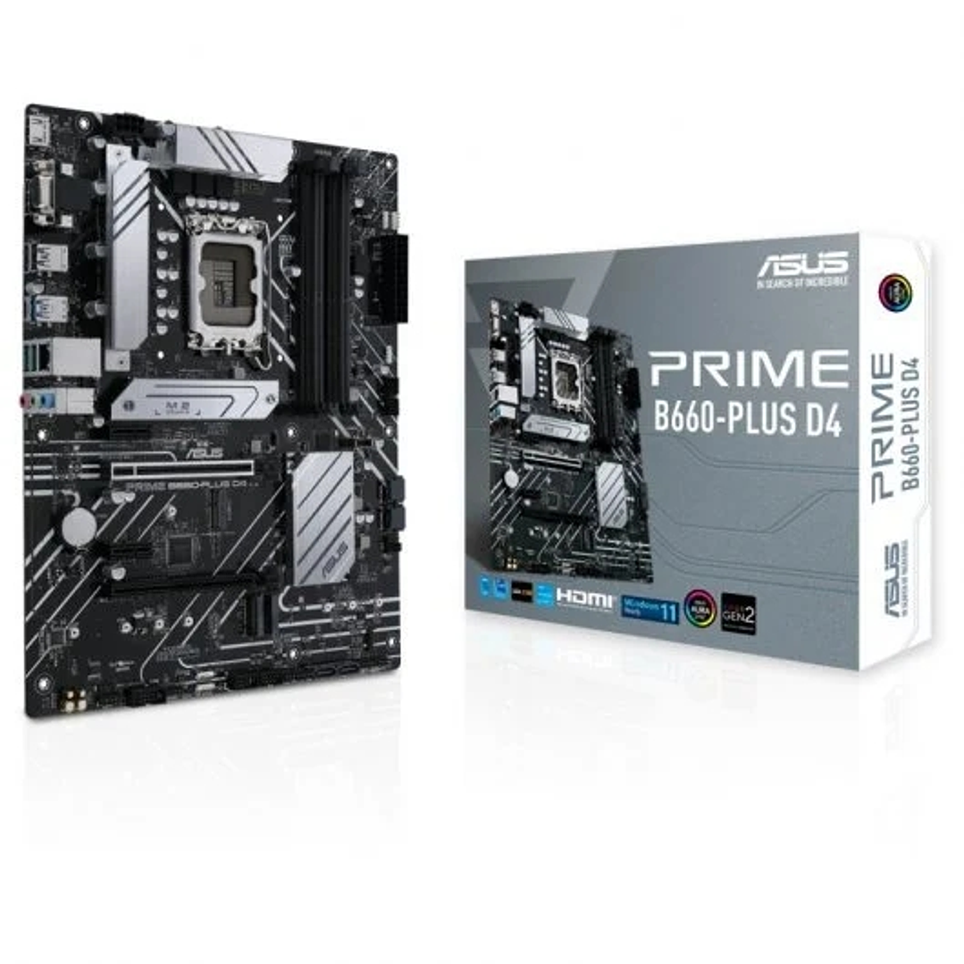 Asus Prime B660-PLUS D4 Placa Base Intel 1700 4x DDR4 - HDMI, M.2, PCIe4.0, 4x Sata III, USB 3.2, ATX 1