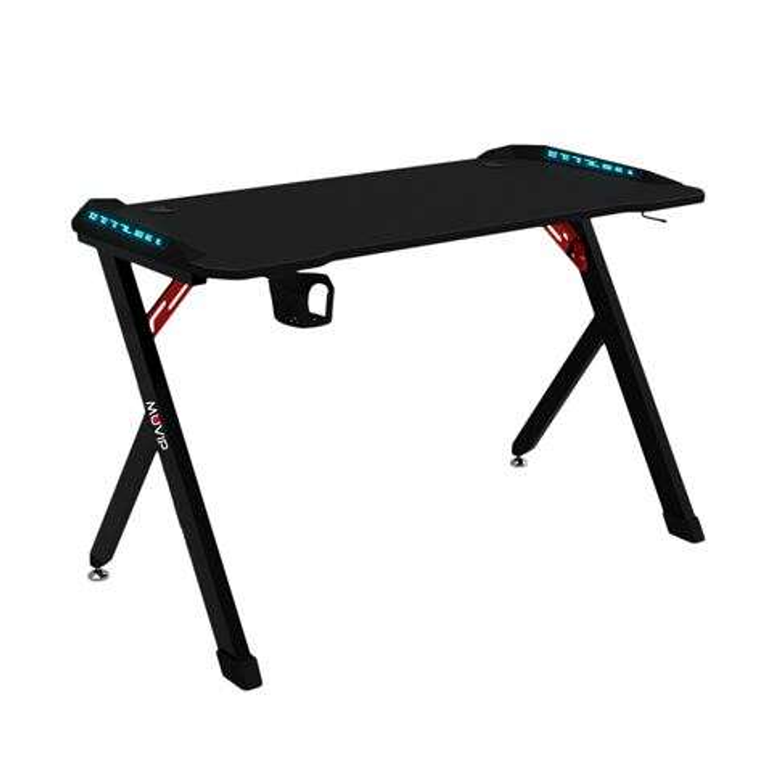 Muvip PRO1200 Mesa Gaming Fibra de Carbono con Luz RGB - Solida - Gran Superficie - Portavasos - Gancho para Auriculares - Medidas 120x60x75cm - Color 1