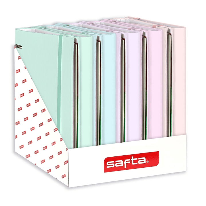 Safta Expositor con 8 Carpetas con 4 Anillas de 35mm - Recambio de 100 Hojas por Carpeta - 290x340x340mm - Colores Surtidos 1