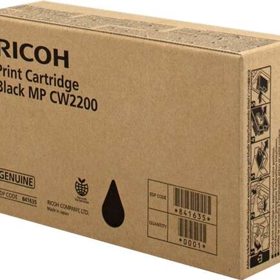 Ricoh Aficio MP-CW2200SP Negro Cartucho de Tinta Original - 841635/MP CW2200BK 1