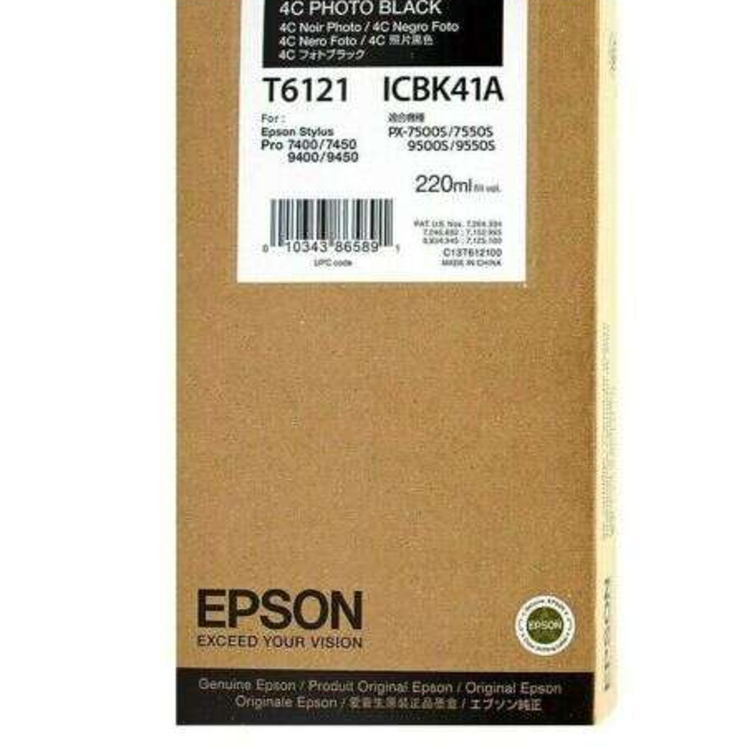 Epson T6121 Negro Photo Cartucho de Tinta Original - C13T612100 1