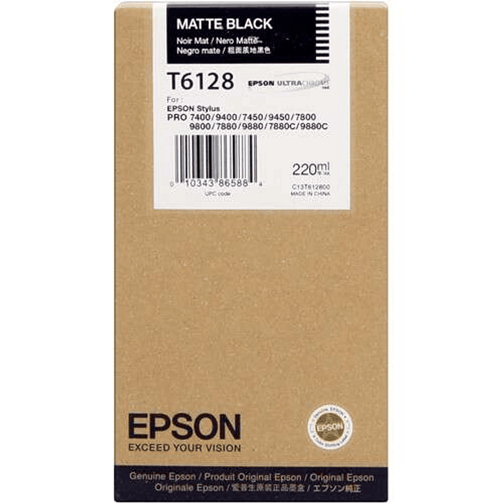 Epson T6128 Negro Mate Cartucho de Tinta Original - C13T612800 1