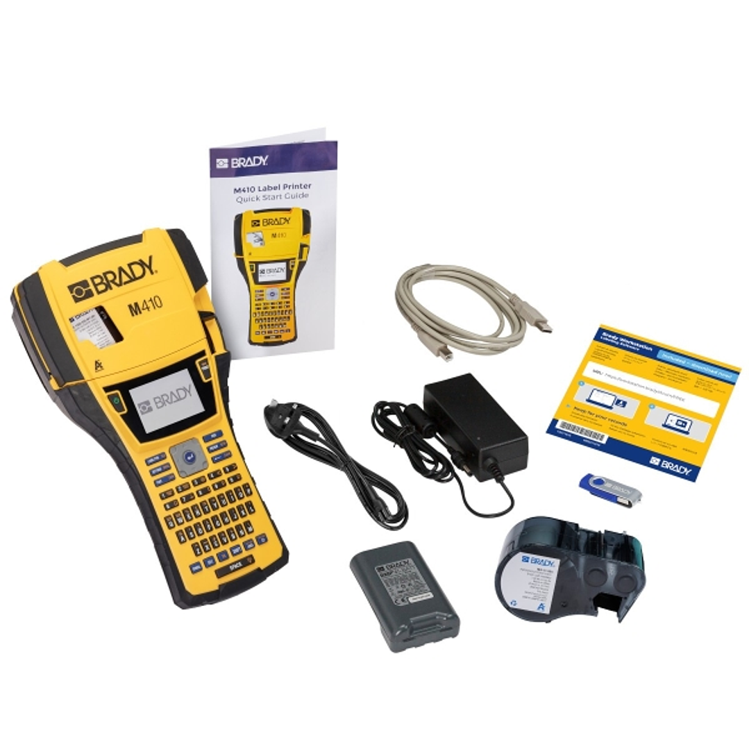Brady M410 Impresora de Etiquetas Portatil - Pantalla LCD - Resolucion 300ppp - Anchura Maxima de la Etiqueta 25.40mm - Color Amarillo/Negro 1