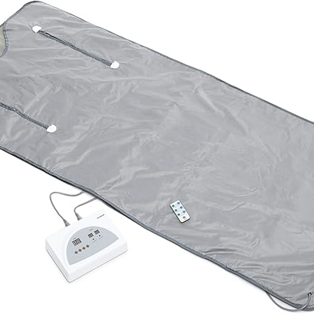 Innovagoods Bedna Manta Sauna de Calor Infrarrojo - 650W - 2 Cables de 150cm - Pantalla LED - Temperatura Regulable - Plegable - Temporizador - Apagad 1